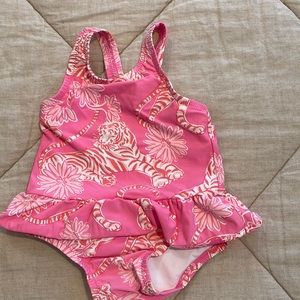 Lily Pulitzer tiger motif bathing suit.